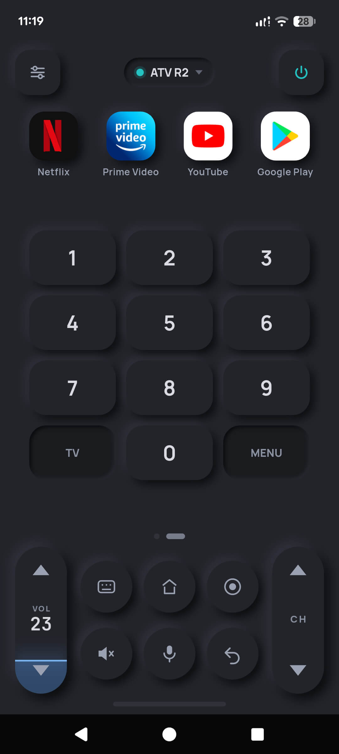 TV Remote number keypad page with digits 0 to 9 plus TV and MENU keys for entering channel numbers